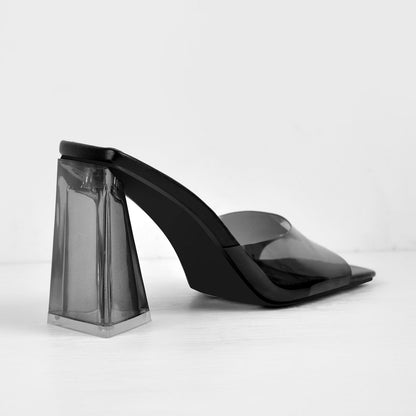 Clear Chunky Heel Sandals Mules - Onlymaker Quality