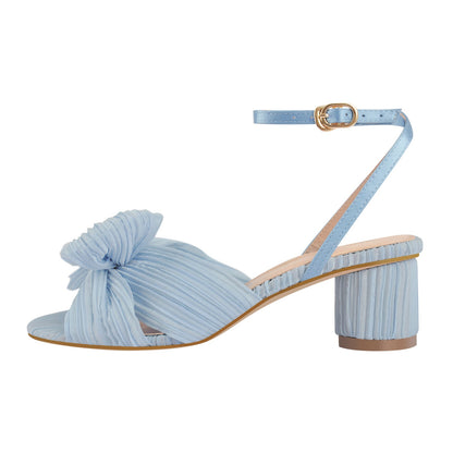 Pleated Bowknot Mid Chunky Heel Sandals - Onlymaker Trusted