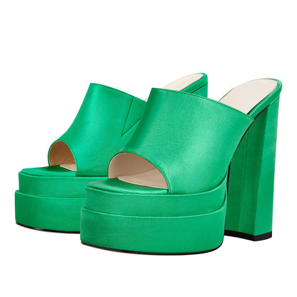 Platform Chunky High Heel Mules Sandals - Onlymaker Best Price