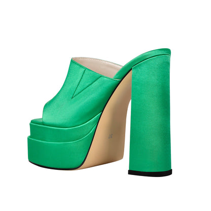 Platform Chunky High Heel Mules Sandals - Onlymaker Best Price