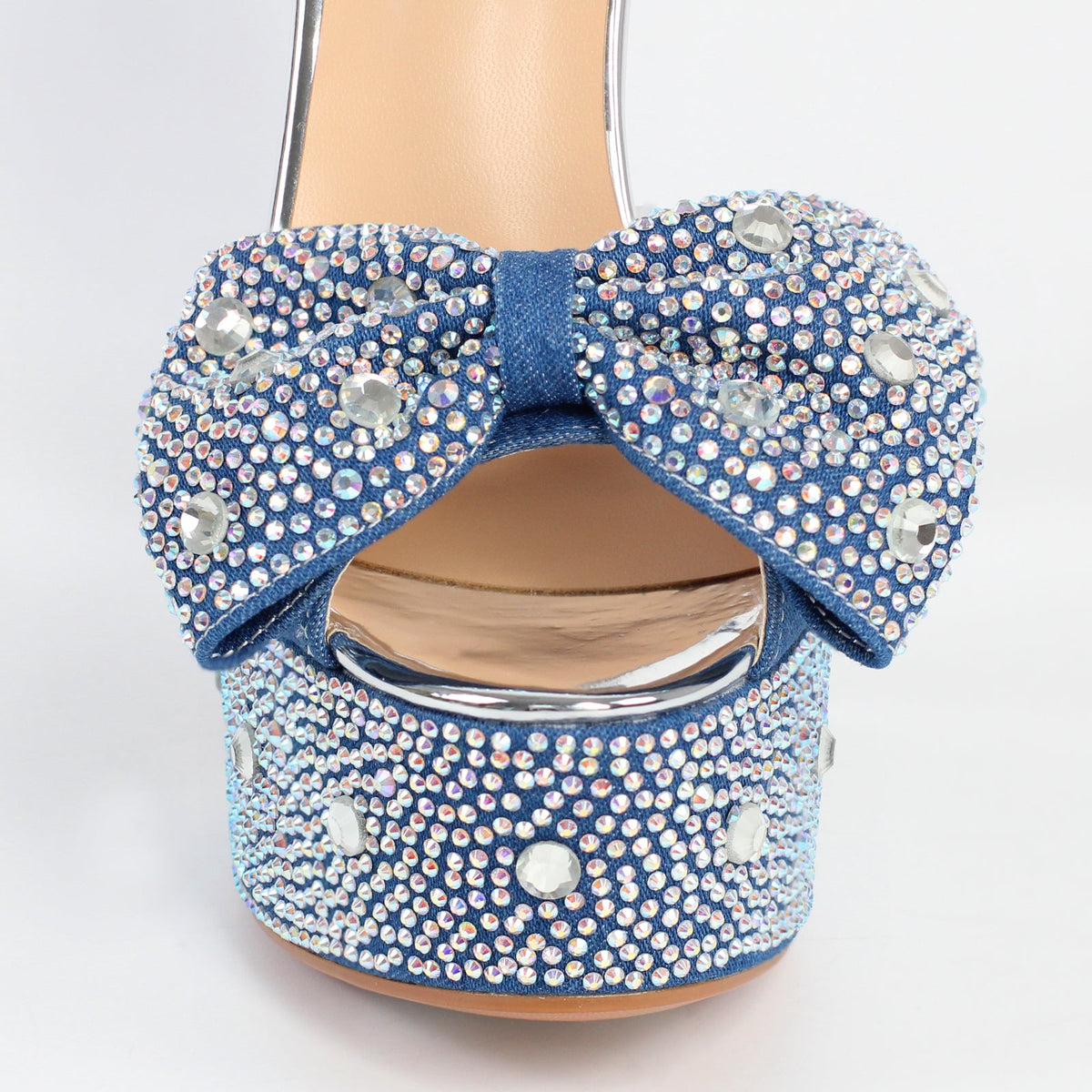 Rhinestone Bow Peep Toe High Heel Sandals - Onlymaker Customer Favorite