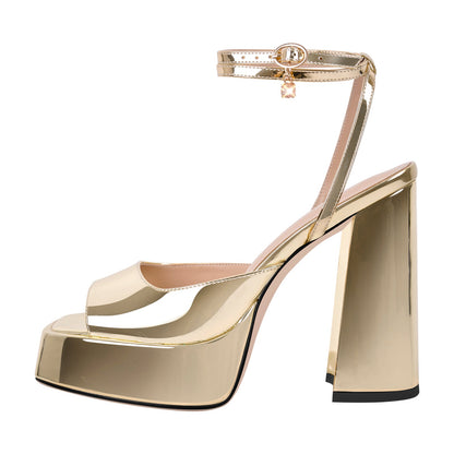 Open Toe Chunky Heel Strap Platform Sandals - Onlymaker Latest