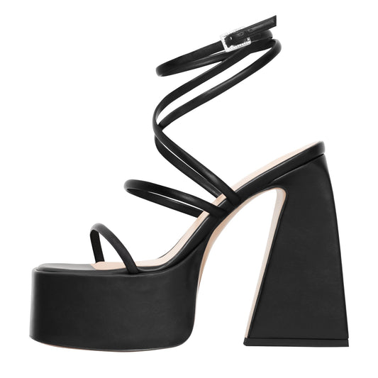 Platform Chunky Triangle Heel Sandals - Onlymaker Featured