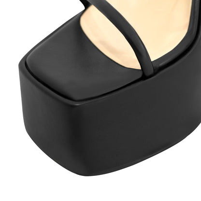 Platform Chunky Triangle Heel Sandals - Onlymaker Featured