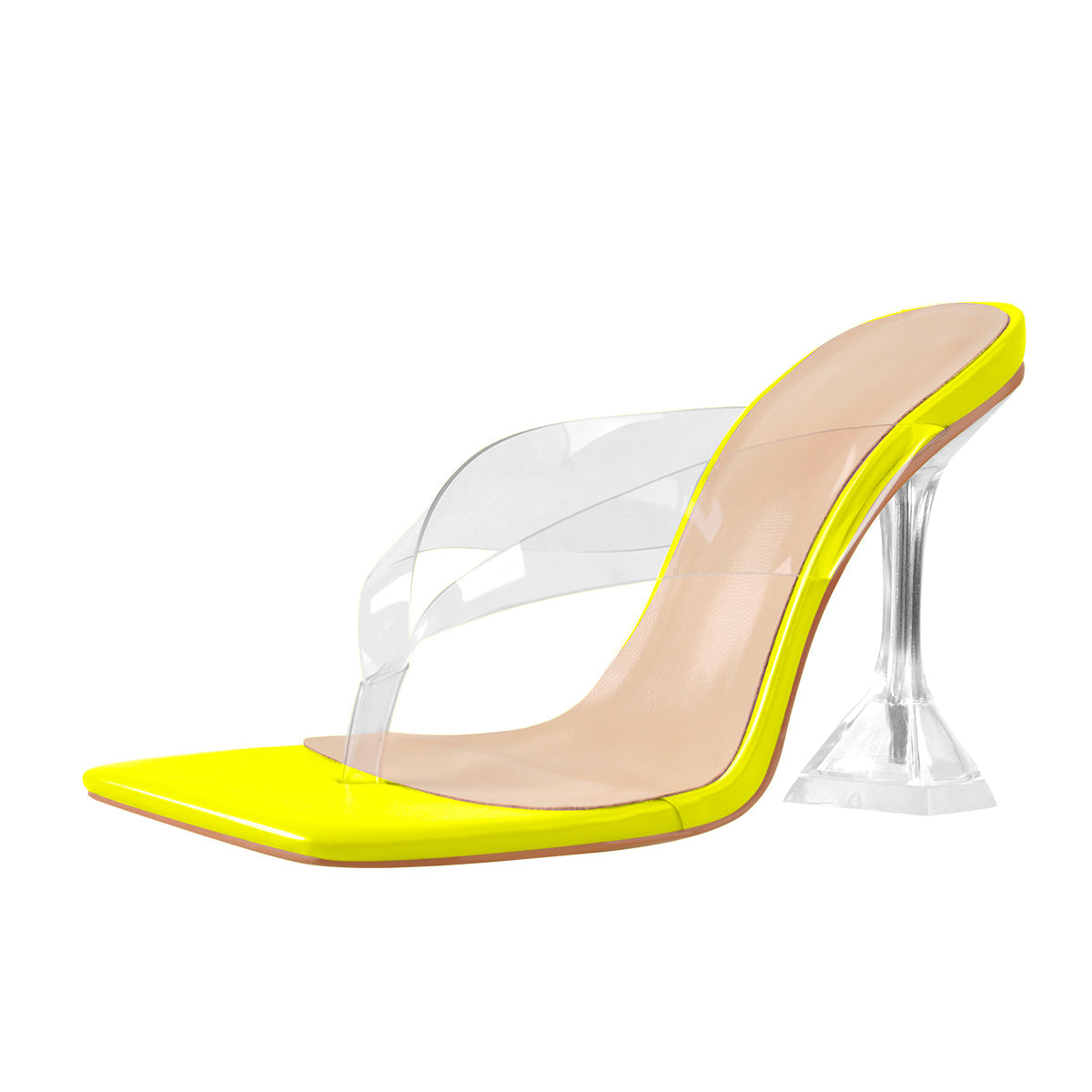 Square Toe Transparent Tapered High Heel Sandals - Onlymaker Top Pick