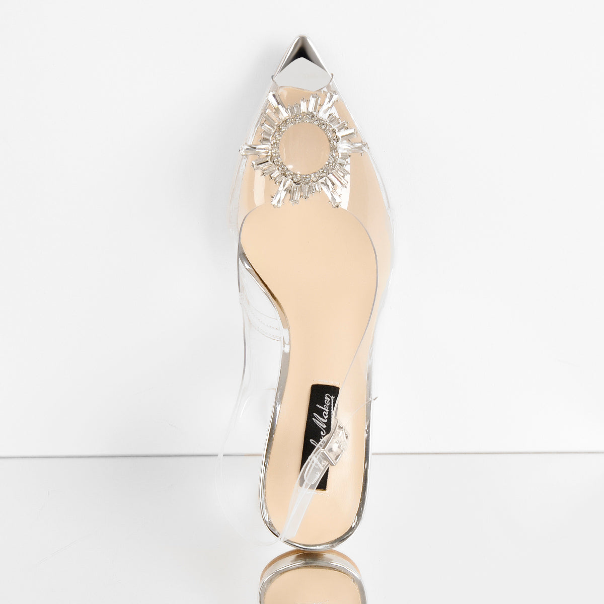 Clear Pointed Toe Sun Tapered Heel Sandals - Onlymaker Classic