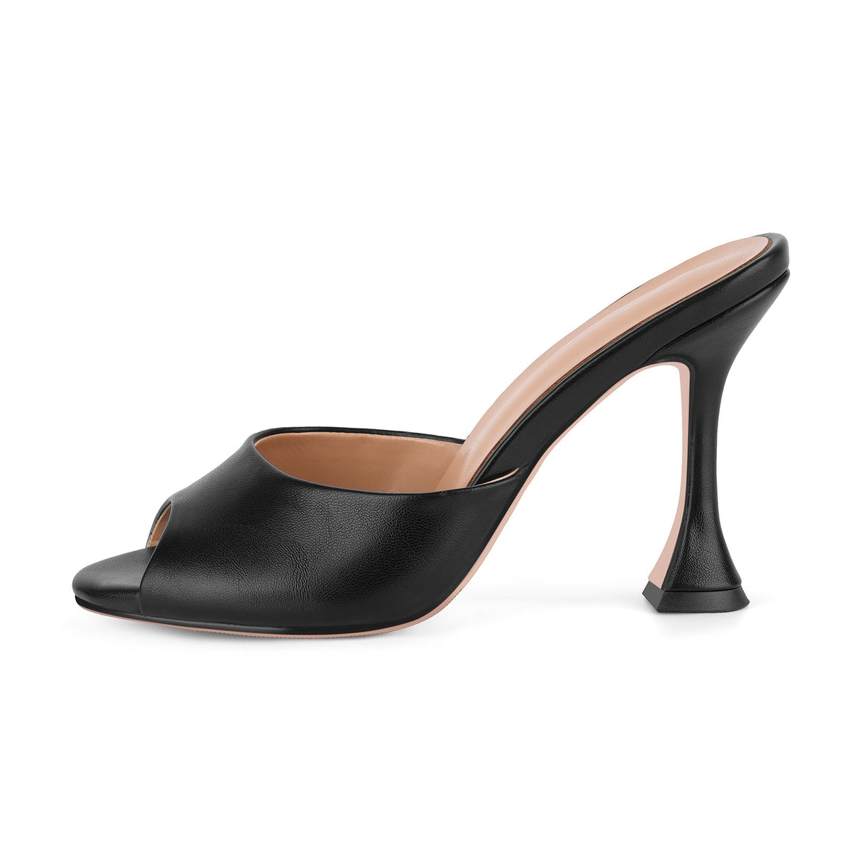 Round Toe Slip On Tapered Heel Mules - Onlymaker Deals