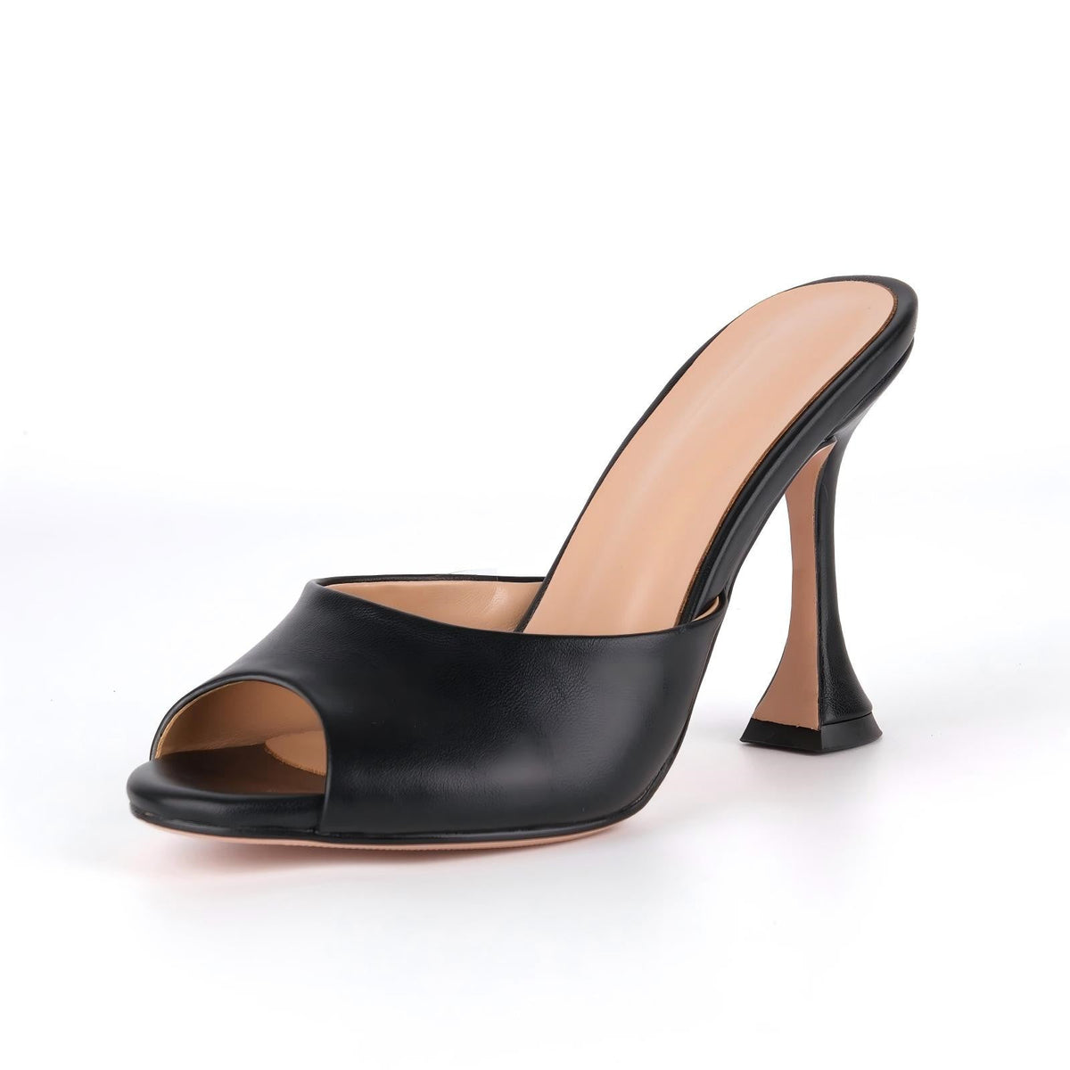 Round Toe Slip On Tapered Heel Mules - Onlymaker Deals