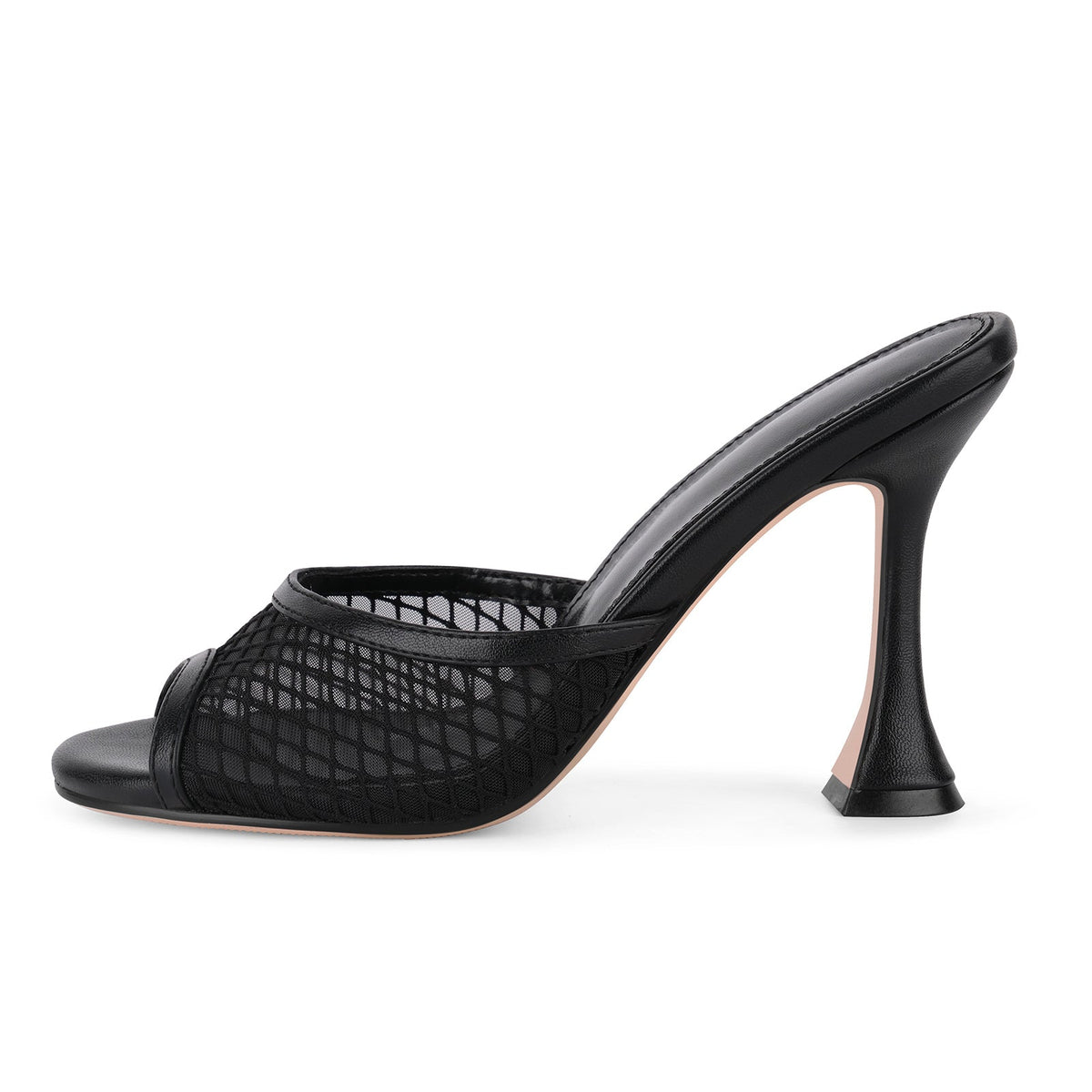 Round Toe Mesh Tapered Heel Mules - Onlymaker Exclusive
