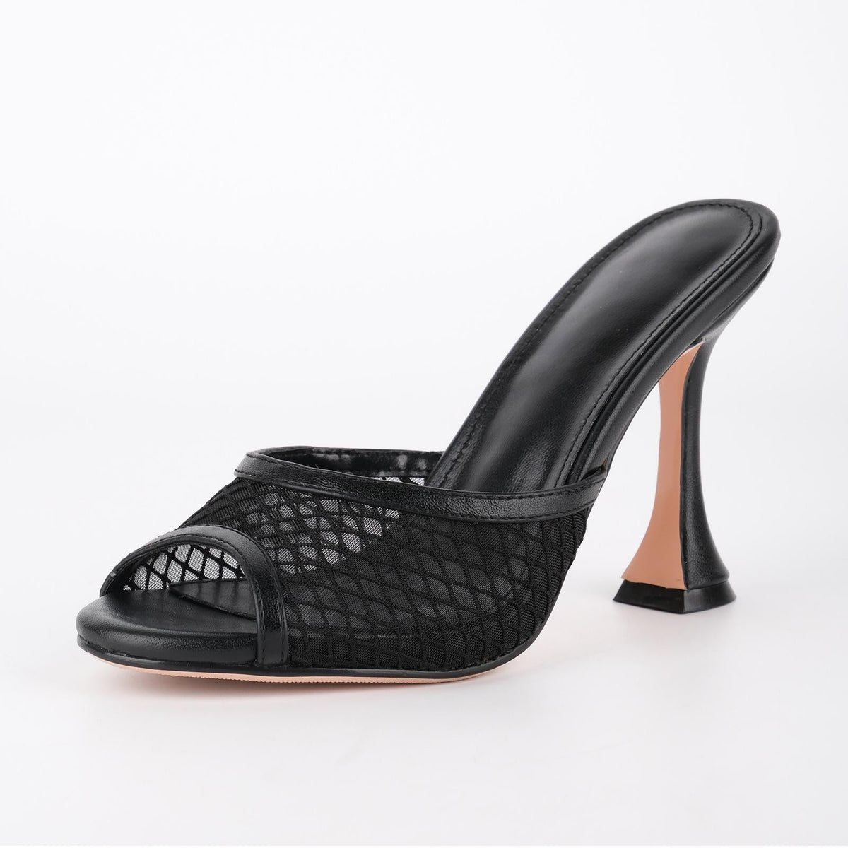 Round Toe Mesh Tapered Heel Mules - Onlymaker Exclusive