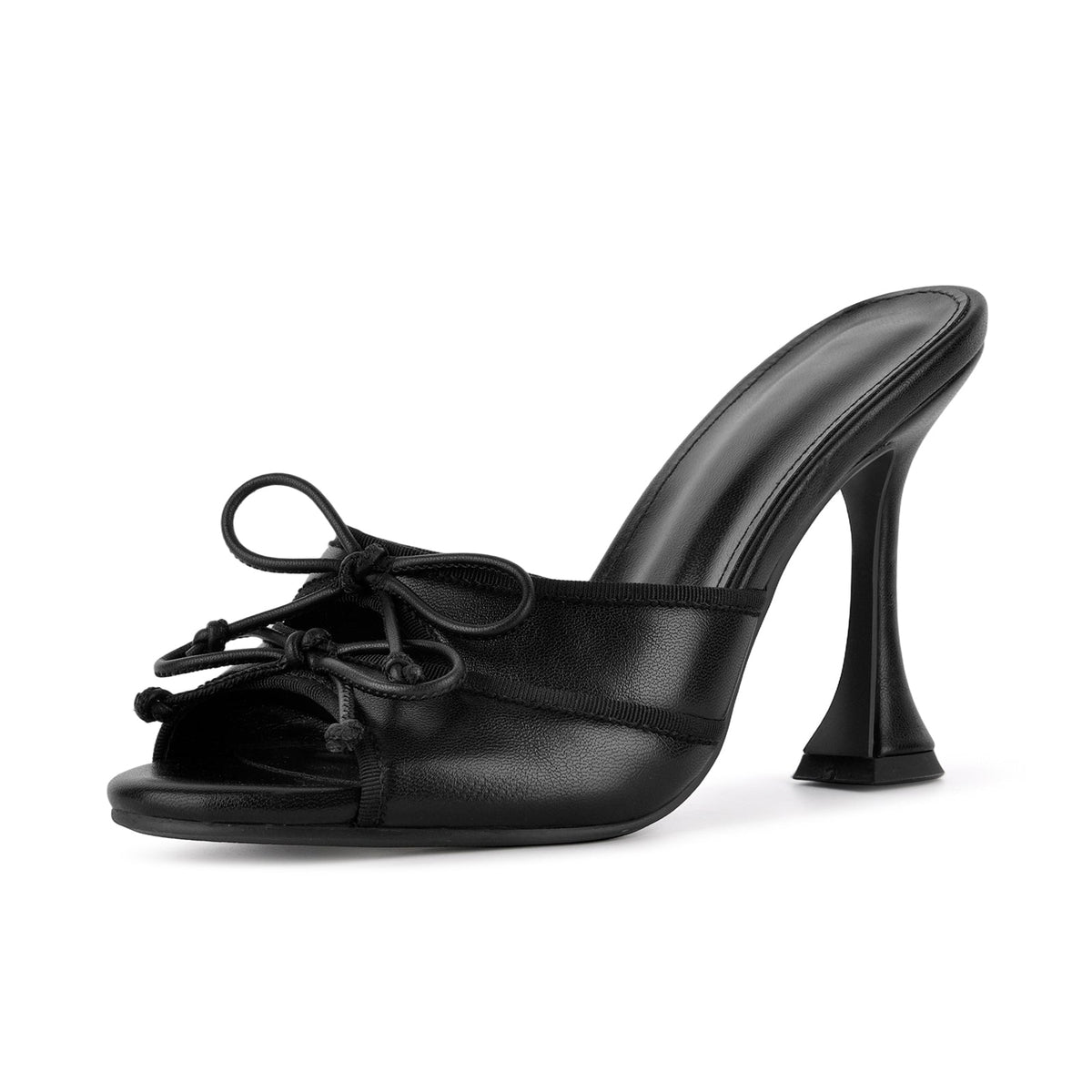 Round Toe Double Bow Tapered Heel Mules - Onlymaker Value