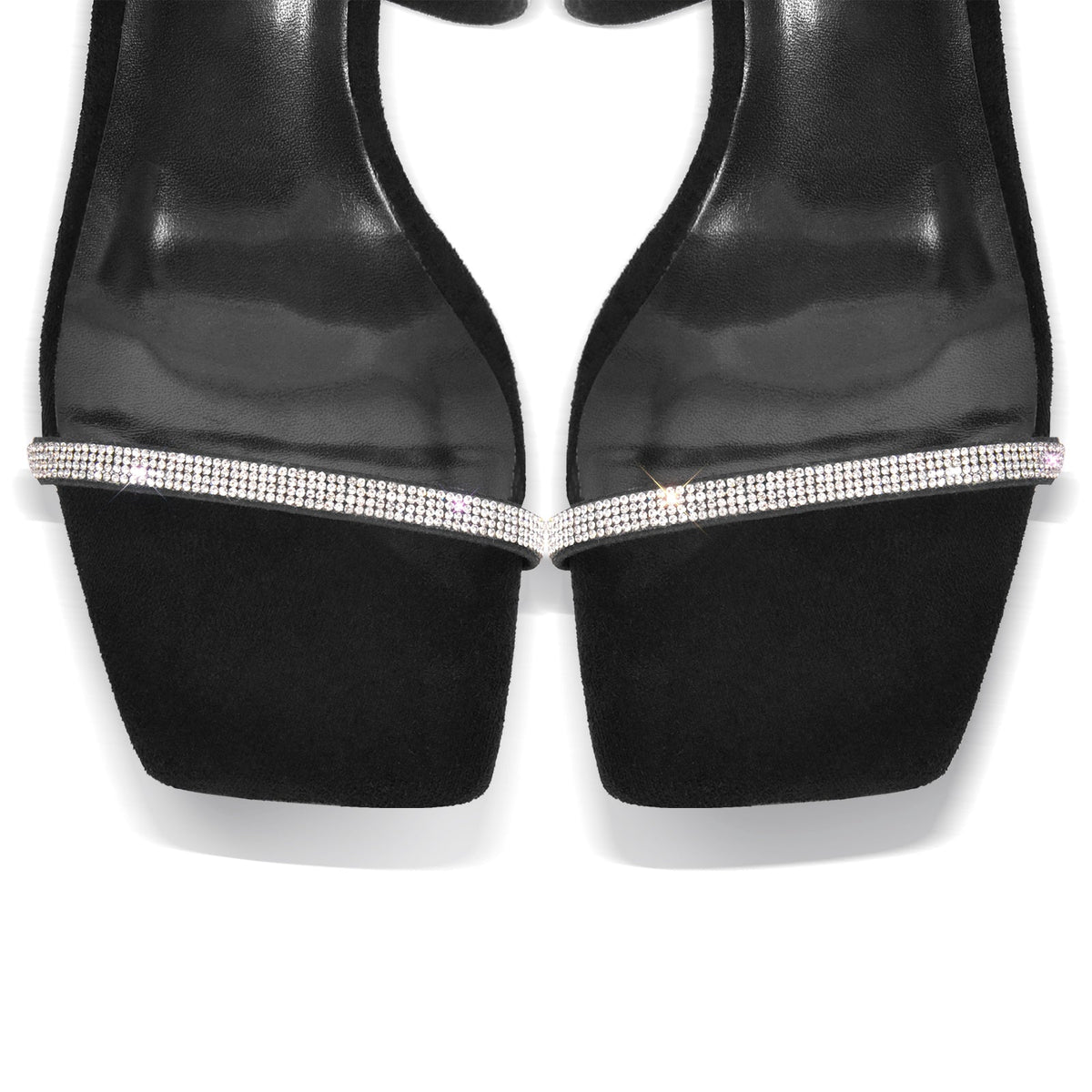 Square Toe Rhinestone Hollow Clear Heel Sandals - Onlymaker Top Pick