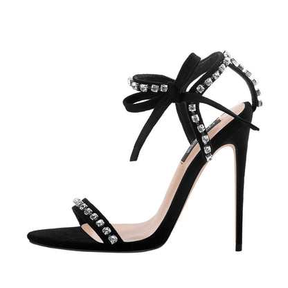Ankle Strap Rhinestone Stiletto Sandals - Onlymaker Special Offer
