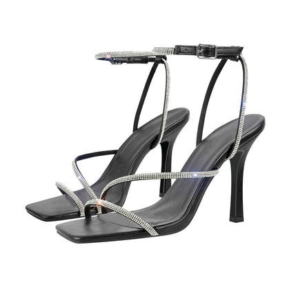Ankle Rhinestone Strap High Heel Sandals - Onlymaker Trusted