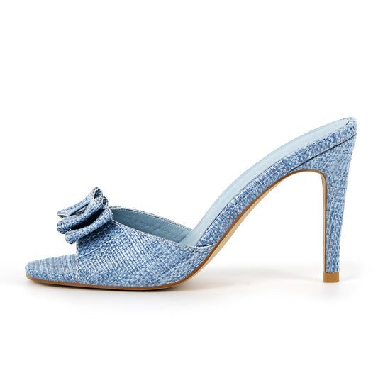 Round Toe Bow Woven Sandals Mules - Onlymaker Customer Favorite