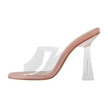 Clear Heel Slip On Sandals Mules - Onlymaker Value