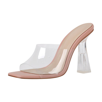 Clear Heel Slip On Sandals Mules - Onlymaker Value