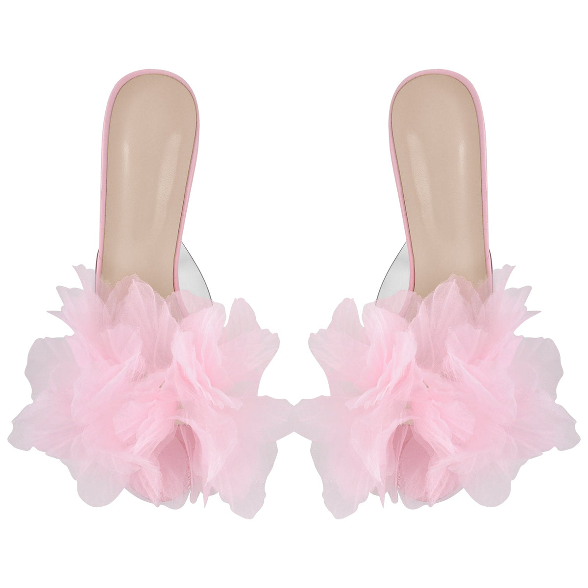 Platform Mesh Clear Stiletto Mules - Onlymaker Classic