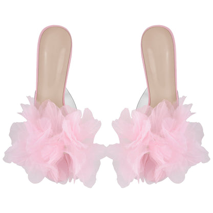 Platform Mesh Clear Stiletto Mules - Onlymaker Classic