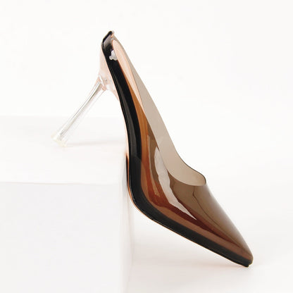 Pointed Toe Clear Heel Mules - Onlymaker Trending