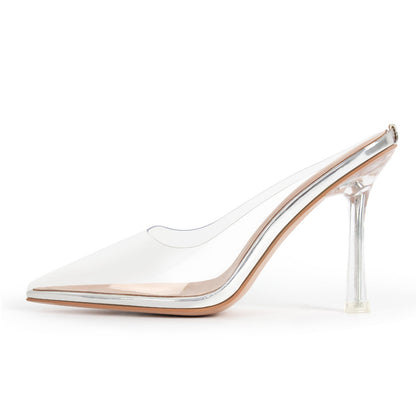 Pointed Toe Clear Heel Mules - Onlymaker Trending