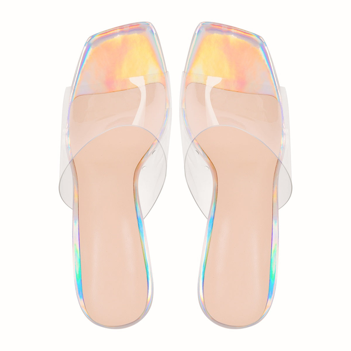 Holographic Transparent Chunky High Heel Sandals - Onlymaker Deals