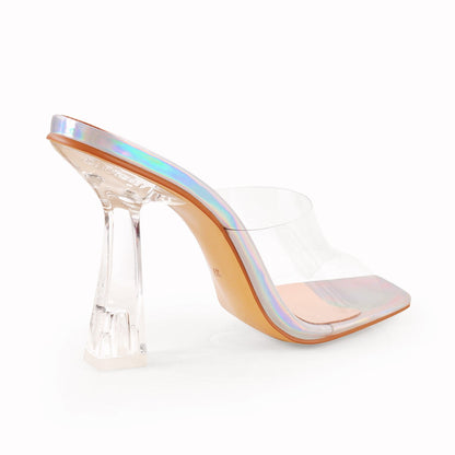 Holographic Transparent Chunky High Heel Sandals - Onlymaker Deals