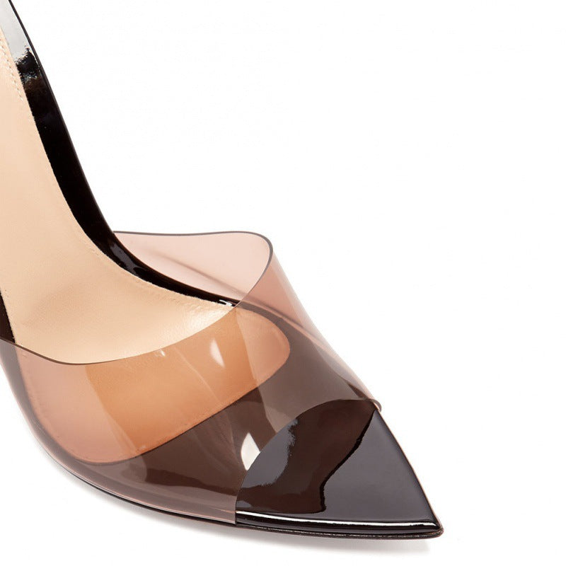 Pointed Toe Clear Stiletto Sandals Mules - Onlymaker Sale