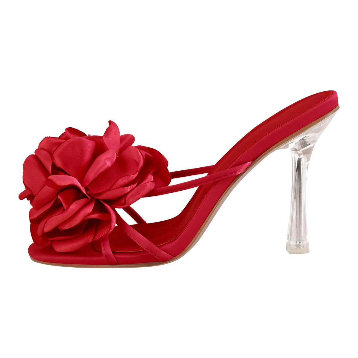Flower Round Toe Clear Heel Mules - Onlymaker Special Offer
