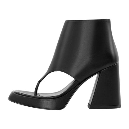 Square Toe Flip-flops Ankle Chunky Heel Sandals - Onlymaker Top Pick