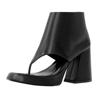 Square Toe Flip-flops Ankle Chunky Heel Sandals - Onlymaker Top Pick