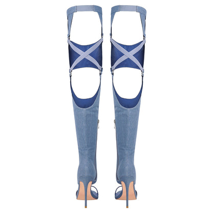 Pointed Toe Stiletto Over The Knee Sandals Boots - Onlymaker Smart Buy