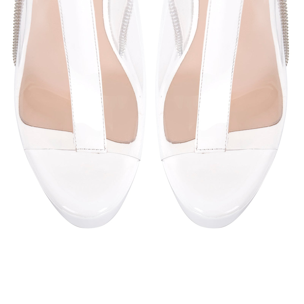 Clear Open Toe Stiletto Buckle Zipper Platform Sandals - Onlymaker Hot Sale