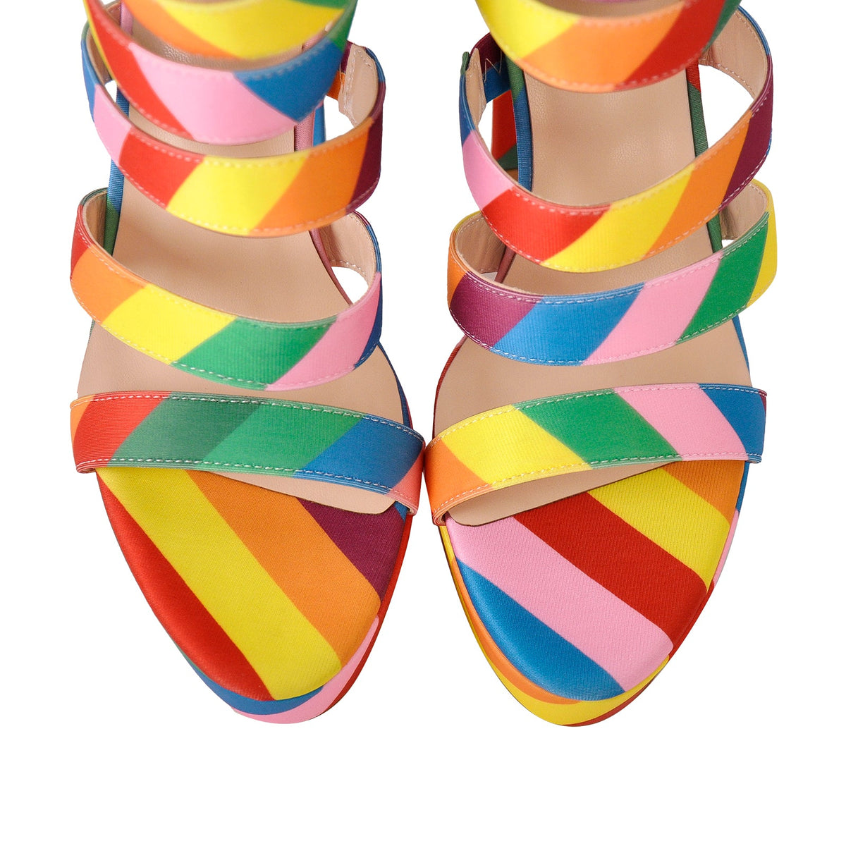 Platform Chunky Heel Rainbow Straps Sandals - Onlymaker Best Price