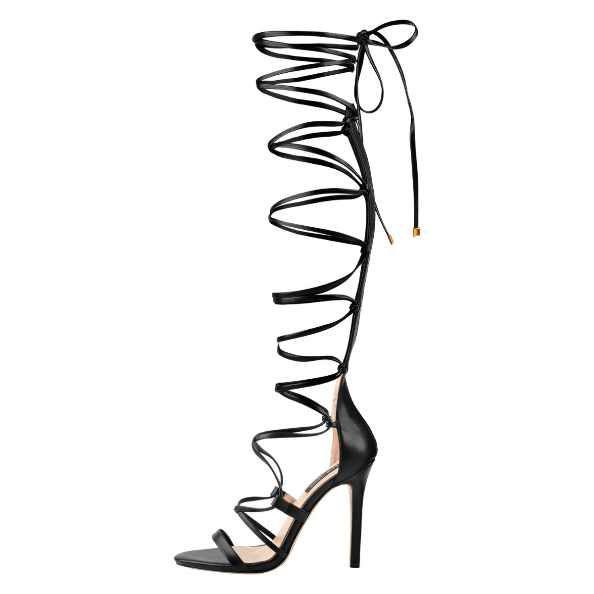 Lace-up Round Toe Strappy Zipper Stiletto Sandals - Onlymaker Value
