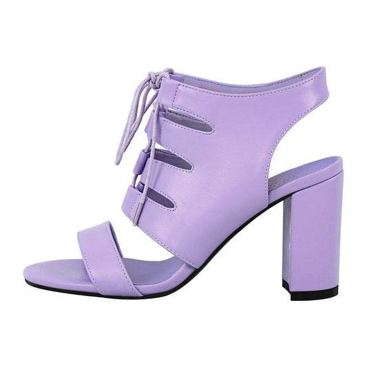 Round Toe Lace-up Chunky Heel Slingback Sandals - Onlymaker New