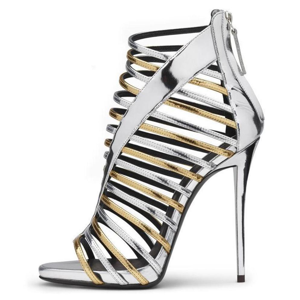 Round Toe Gladiator Stiletto Sandals - Onlymaker Trending