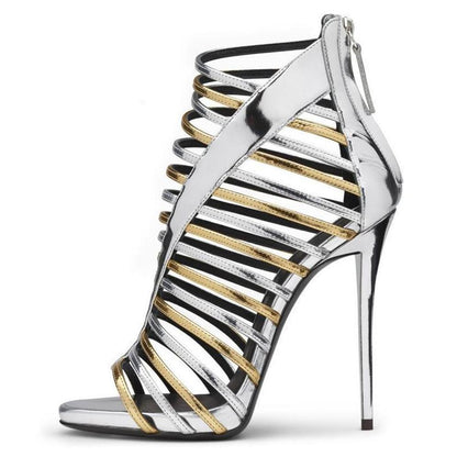 Round Toe Gladiator Stiletto Sandals - Onlymaker Trending