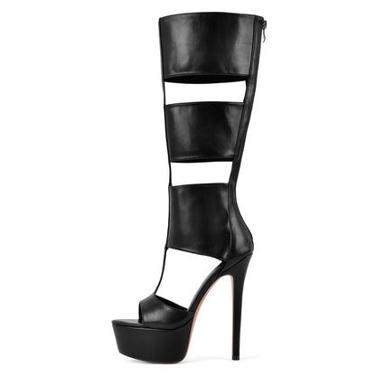 Platform Round Toe Hollow Bootie Sandals - Onlymaker Hot Sale