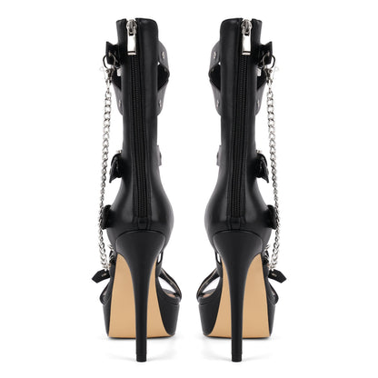 Platform Metal Chain Buckle Straps Sandals - Onlymaker Best Price