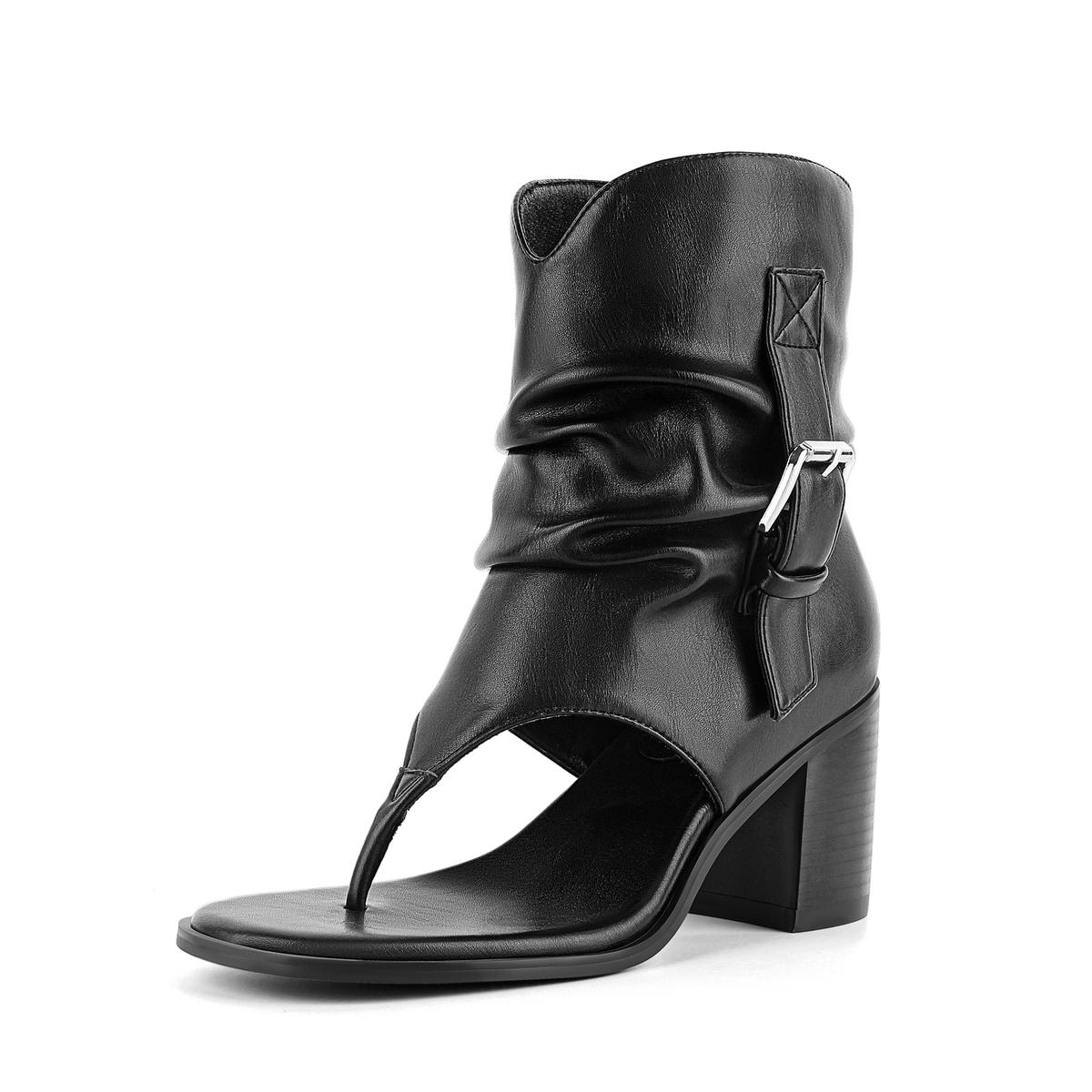 Buckle Ruched Flip-Flop Bootie Sandals - Onlymaker Discount