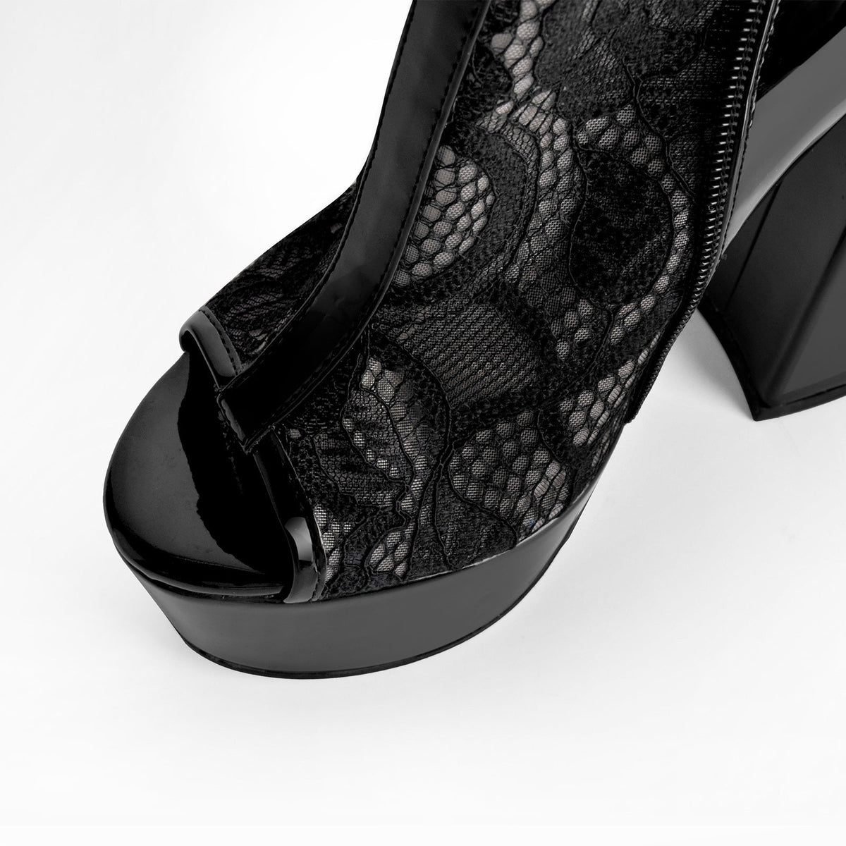 Open Toe Platform Lace Mesh Buckles Bootie Sandals - Onlymaker Deals