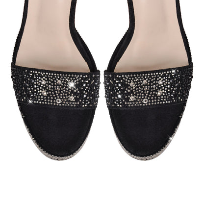 Rhinestone Round Toe Platform Ankle Strap Sandals - Onlymaker Classic
