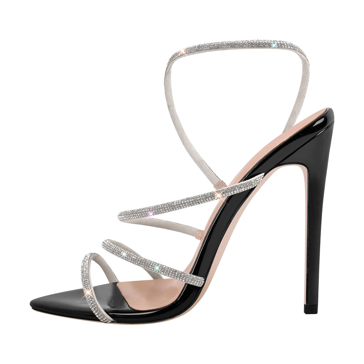 Pointed Toe Rhinestone Strap Stiletto Sandals - Onlymaker Smart Buy