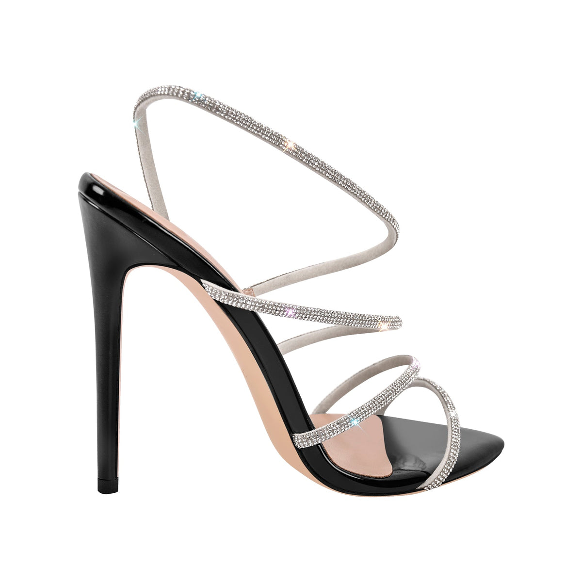 Pointed Toe Rhinestone Strap Stiletto Sandals - Onlymaker Smart Buy
