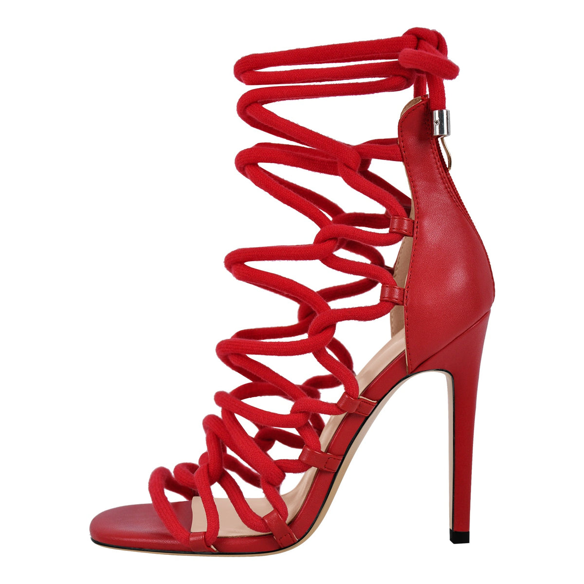 Gladiator Round Toe Lace-up Stiletto Sandals - Onlymaker Value
