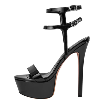 Platform Ankle Double Strap Stiletto Sandals - Onlymaker Hot Sale