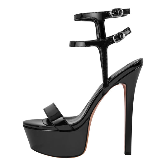 Platform Ankle Double Strap Stiletto Sandals - Onlymaker Hot Sale