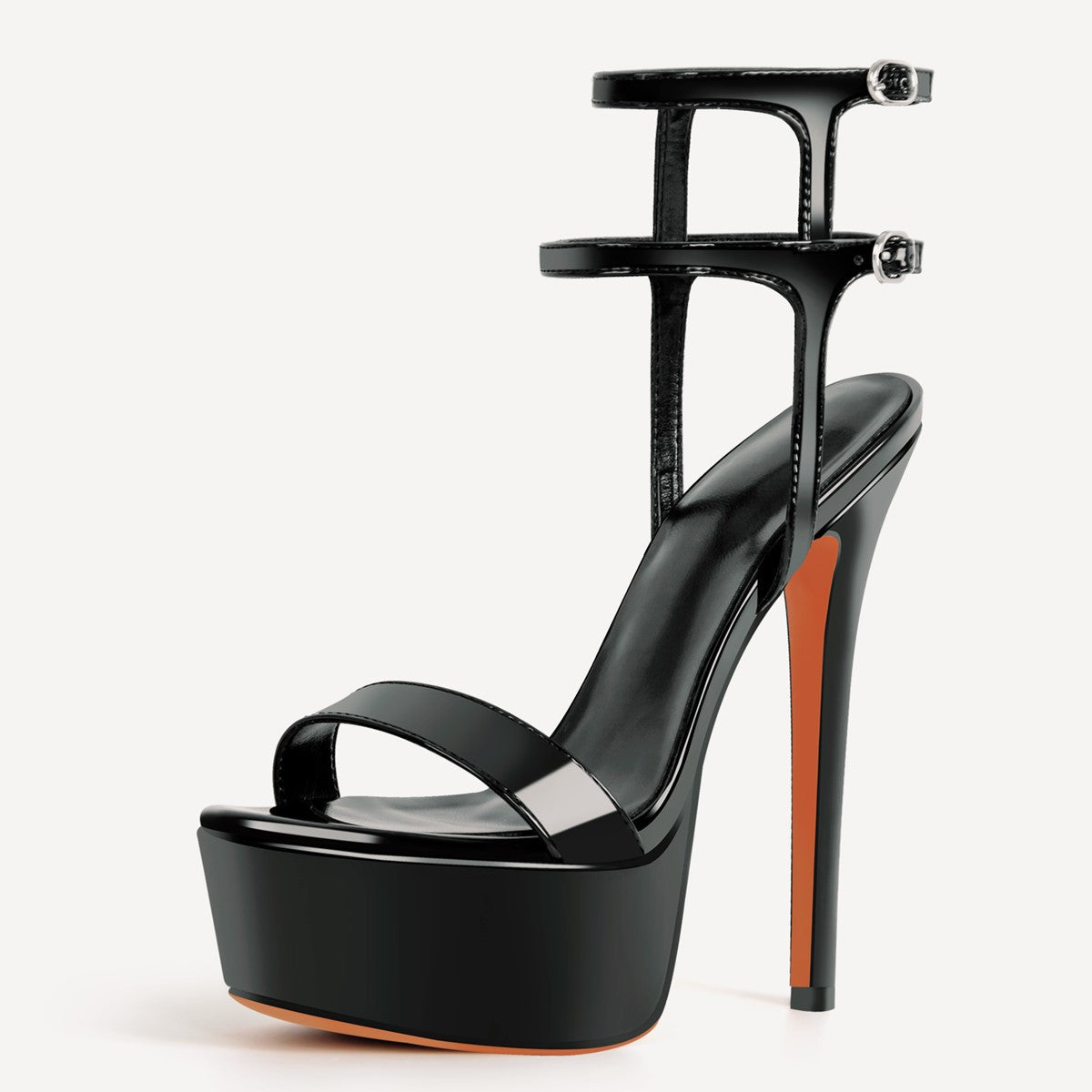 Platform Ankle Double Strap Stiletto Sandals - Onlymaker Hot Sale