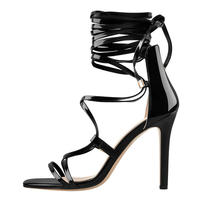 Gladiator Round Toe Lace-up Stiletto Sandals - Onlymaker Best Seller